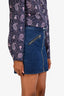 Rag & Bone Blue Denim Zip Up 'Marcy' Racer Mini Skirt Size 25