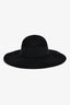 Saint Laurent Black Angora Bow Wide Brim Hat Size 60