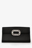 Roger Vivier Black Satin 'Efflorescence' Clutch with Chain Strap