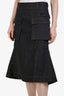 Sacai 2024 Dark Blue Denim Panel Midi Skirt Size 2