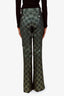 Gucci Green/Gold Metallic GG Flared Leg Pants Size 42