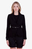 Gucci Black Wool Embroidered Bouclé Jacket with GG Belt Size 36