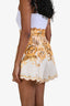 Zimmermann Brown/Yellow Scalloped High Rise Shorts Size 2