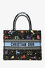 Christian Dior 2022 Black Canvas Multicolour Pixel Zodiac Embroidered Medium Book Tote