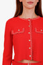 Sandro Red Beaded Detail Cardigan and Skirt Set Size 1/36