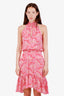 ALC Pink Silk High Neck Floral Mini Dress Size 0