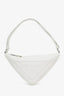 Prada Cream Leather Logo Triangle Mini Shoulder Bag