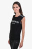 Balmain Black Cotton Logo Sleeveless Size XXS