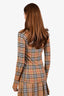 Burberry Brown Tartan Print Quarter Zip Long Sleeve Shirt Size XS
