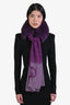 Gucci Purple Silk Fox Fur Collar Scarf
