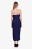 Karen Millen Navy Fitted Knit and Organza Detailed Midi Dress Size XS