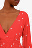 For Love & Lemons Red Long Sleeve V-Neck Dress Size S
