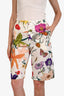 Gucci White/Multi Cotton Floral Print Short Size 44