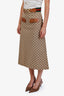 Gucci Brown Leather GG Monogram Horsebit Midi Skirt Size 40