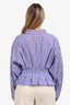 Erika Cavallini Blue/Red Cotton Striped Cinched Waist Long Sleeve Top Size 44