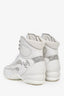 Pre-loved Chanel™ 2023 White Leather Crystal Embellished High Top 'Neige' Sneakers Size 37.5
