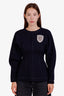 Christian Dior Navy Wool Embellished Crest Long Sleeve Shirt Size 2