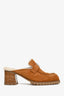 Hermès Suede Goatskin Shearling 'Flore 60' Heeled Mules Size 39