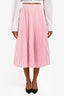 Prada 2022 Pink Silk Blend Pleated Skirt with Slip Size 38
