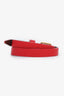 Alexander McQueen Red Leather Gold Skull Double Wrap Bracelet