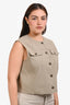 Theory Taupe Linen Blend Trucker Vest Size 12
