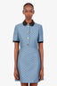 Gucci Blue GG Logo Lamé Dress With Detachable Collar Size 40
