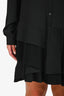 N.21 Black Silk Blend Drop Hem Pleated Shirt Dress Size 44