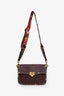 Valentino Burgundy Leather Rockstud Rolling Crossbody Bag With Guitar Strap