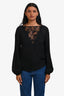 Emilio Pucci Black Silk Sheer Lace Long Sleeve Top Size 34