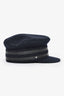 Hermès Navy Blue Wool and Leather Conductor Hat Size 56