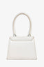 Jacquemus White Leather Mini 'Le Chiquito' Top Handle Bag