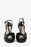 Christian Dior Black Patent T-Strap Peep-Toe Heels Size 41