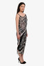 Atlein Black/White Graphic Mess Cinched Side Midi Dress Size 38