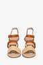 Chloe Tan/Cream Colourblock 2 Buckle Sandals Size 39.5