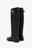 Christian Dior Black Cannage Leather Riding Boots Size 38