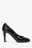 Pre-loved Chanel™ Black Patent Leather Round Toe Pearl Detail Heels Size 38
