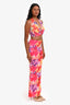 Multicolour Halter Crop Top + Maxi Skirt Set Size XS