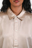 Frame Khaki Tan Silk Buttoned Cropped Shirt Size S