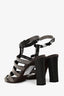 Brunello Cucinelli Black/Silver Beaded Gladiator Block Heels Size 36.5