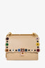 Fendi Beige Leather Floral Detail Kan I Shoulder Bag