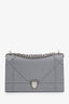 Christian Dior Silver Metallic Grained Leather Diorama Flap Bag