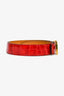 Hermès 2011 Red Crocodile Porosus Hammered H Buckle Belt Size 90