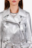 Acne Studios Silver Lamb Leather Biker Jacket Size 34