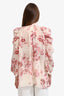 Giambattista Valli Cream/Pink Floral Sheer Silk Blouse Size 44