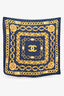 Pre-loved Chanel™ Navy Blue/Yellow Silk Chainlink Graphic Scarf