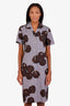 Miu Miu Blue/Brown Floral Print Button Down Short Sleeve Midi Dress Size 40