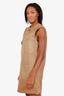Prada 24SS Brown Distressed Canvas Triangle Logo Sleeveless Mini Dress Size 40