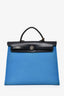 Hermès 2016 Blue/Black Canvas Leather Herbag 31 with Pouch