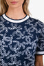 Pre-loved Chanel™ 2019 Navy Blue/White Cotton Interlocking CC Short Sleeve Dress Size 40