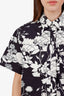 Maje Black/White Floral Cotton Printed Button Down Short Sleeve + Shorts Set Size 2 38